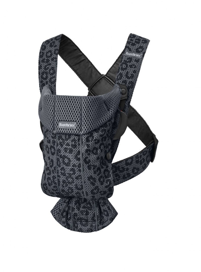 BABYBJORN MINI 3D Mesh - nosidełko, Antracytowy/Leopard