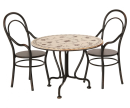 Maileg Stoliczek kawowy + 2 krzesła Akcesoria dla lalek - Dining table set w. 2 chairs