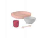 Beaba Komplet naczyń z silikonu z przyssawką pink