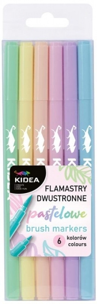 Flamastry dwustronne pastelowe 6 kolorów KIDEA