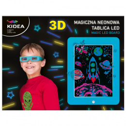 Magiczna neonowa tablica 3D LED niebieska KIDEA