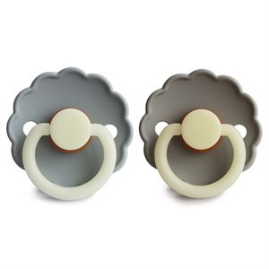 FRIGG Smoczki 6-18m Night Daisy Kauczuk 2-Pack French Gray /Portobello - Rozmiar 2