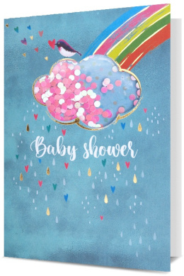 Kartka z confetti karnet Narodziny Baby Shower z kopertą B6 Pan Dragon