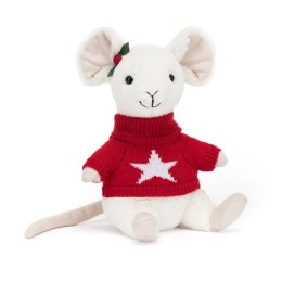 Jellycat Merry Świąteczna myszka w sweterku 18x9cm
