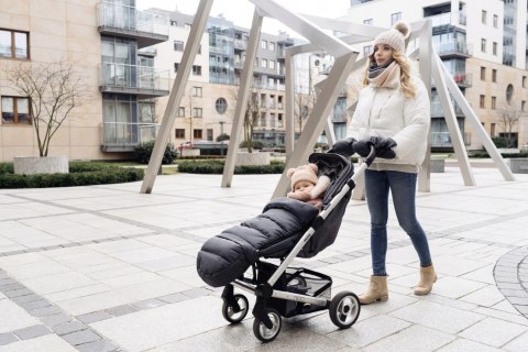 ZAFFIRO dwuczęściowe mufki 2w1 do wózka WEŁNA premium - MELANGE GRAPHITE grafitowy