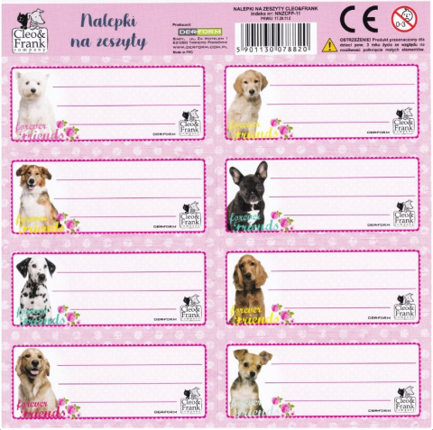 Naklejki na zeszyty Cleo i Frank Pieski