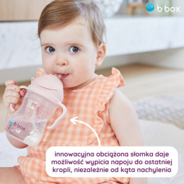 B.box bidon dla dzieci - kubek niekapek ze słomką 240 ml | różowy