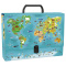 Hard folder with a handle and a map of the World Animals