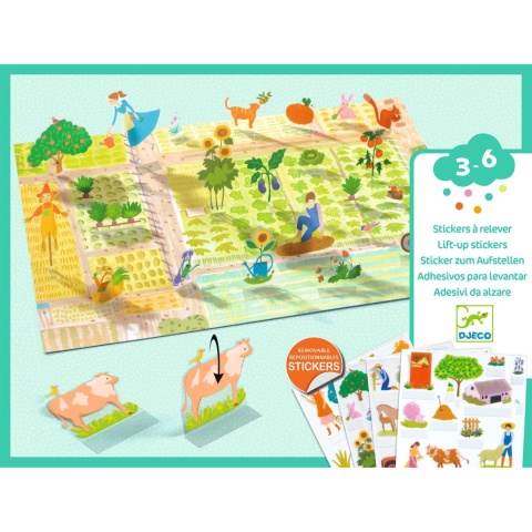 Djeco Naklejki wielokrotnego użytku 3D FARMA