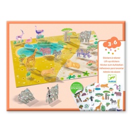 Djeco Naklejki wielokrotnego użytku 3D ZWIERZĘTA