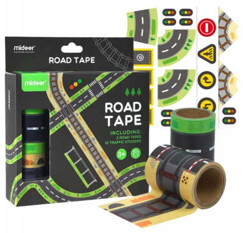 MIDEER Taśmy drogowe i naklejki znaków (2 taśmy, 10 naklejek)