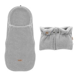ZAFFIRO Komplet Śpiworek Mini + Mufki dwuczęściowe WEŁNA Premium Sierra | grey