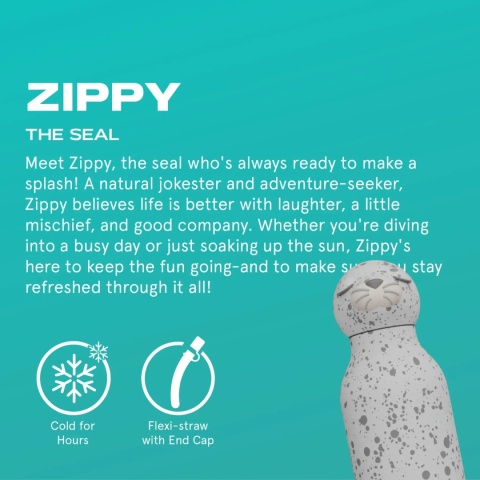 Asobu Butelka termiczna ze słomką Bestie | Foka 460 ml