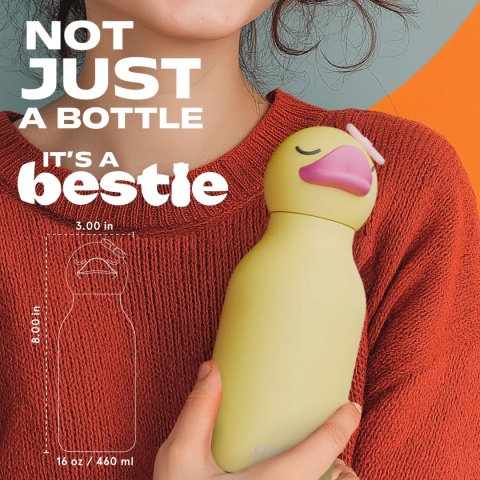 Asobu Butelka termiczna ze słomką Bestie | Kaczuszka 460 ml