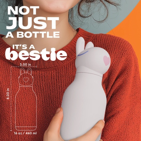 Asobu Butelka termiczna ze słomką Bestie | królik 460 ml