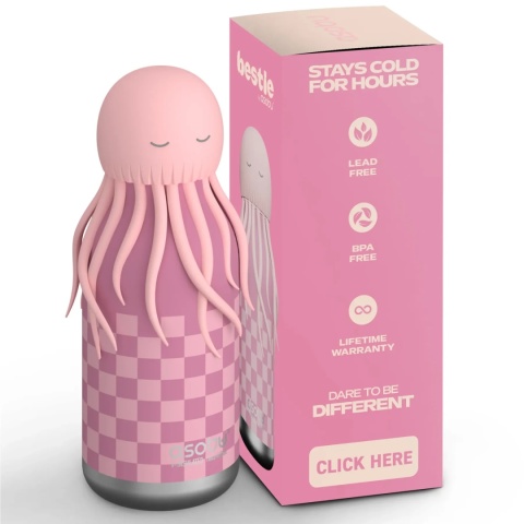 Asobu Butelka termiczna ze słomką Bestie | Meduza Różowa 460 ml