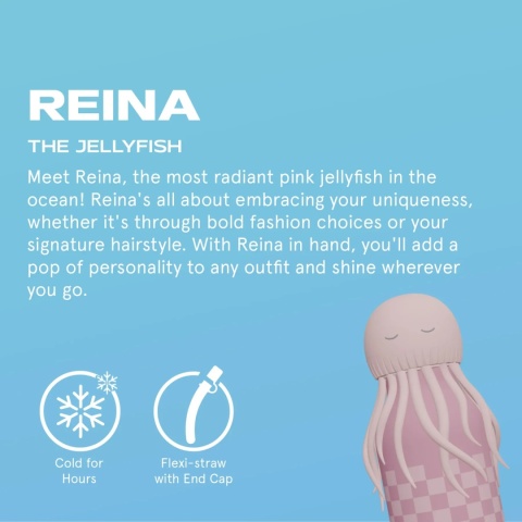 Asobu Butelka termiczna ze słomką Bestie | Meduza Różowa 460 ml