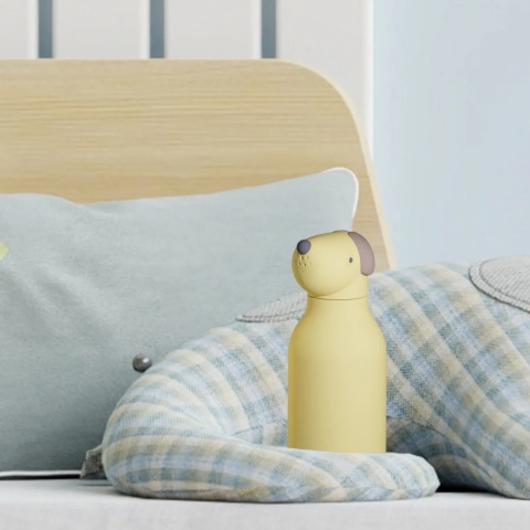 Asobu Butelka termiczna ze słomką Bestie | Pies Żółty 460 ml