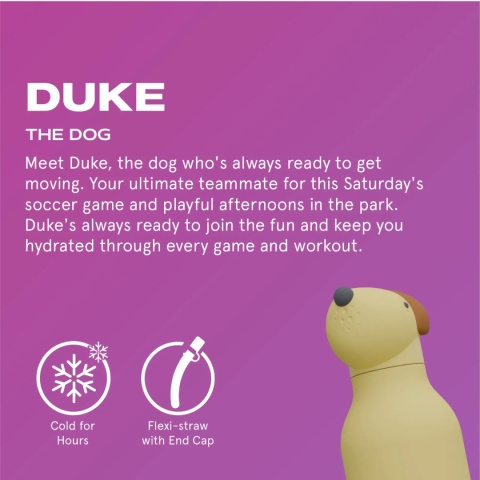 Asobu Butelka termiczna ze słomką Bestie | Pies Żółty 460 ml