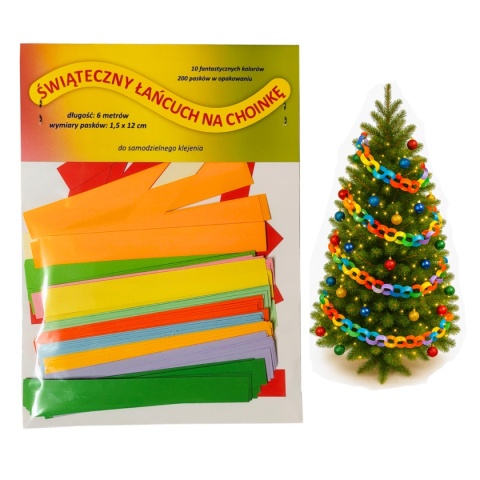 Łańcuch na choinkę kolorowy do samodzielego sklejania