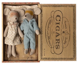 Maileg Myszki w pudełku po cygarach - mama i tata