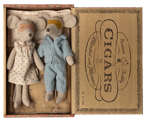 Maileg Myszki w pudełku po cygarach - mama i tata