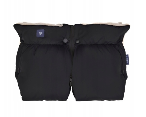 ZAFFIRO Dwuczęściowe Mufki 2w1 do wózka WEŁNA premium - BLACK Cozy
