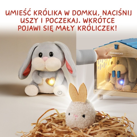 Topbright Pluszowa zabawka interaktywna Mummy Bunny | Zestaw edukacyjny opiekuna króliczka 36m+