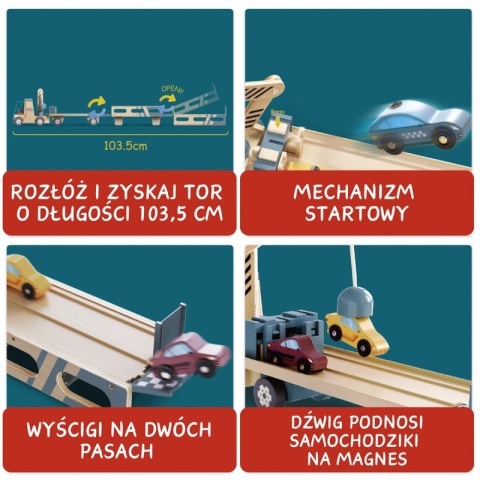 Topbright Roll&Race Zabawka dla dzieci 2w1 Transporter samochodów i tor wyścigowy laweta 36m+