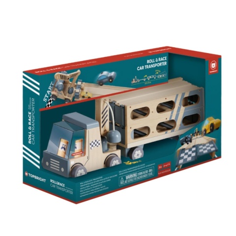 Topbright Roll&Race Zabawka dla dzieci 2w1 Transporter samochodów i tor wyścigowy laweta 36m+
