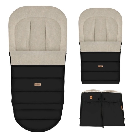 ZAFFIRO Komplet Śpiworek iGrow + mufki Aspen wełna premium | black