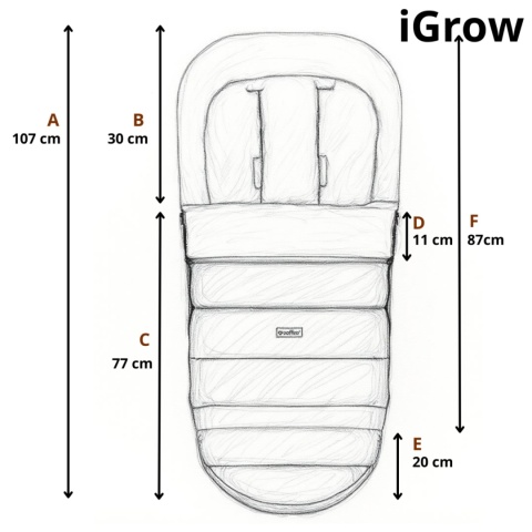 ZAFFIRO Komplet Śpiworek iGrow + mufki Aspen wełna premium | black