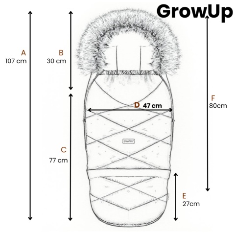 ZAFFIRO Regulowany śpiwór z torbą GrowUP Aspen 0-36m latte