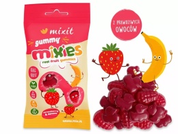 Mixit Owocowe Mixies | naturalne żelki o smaku truskawki i banana