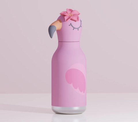 Asobu Butelka termiczna ze słomką Bestie | Flaming 460 ml