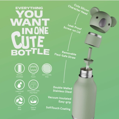 Asobu Butelka termiczna ze słomką Bestie | Koala 460 ml