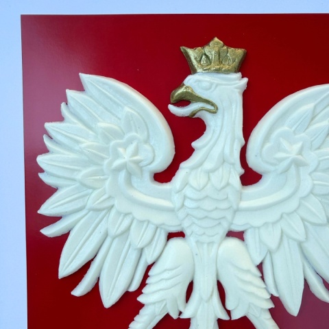Godło Polski 3D – Urzędowy Wzór w Eleganckiej Drewnianej Ramie