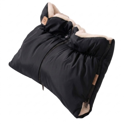 ZAFFIRO two-piece 2in1 stroller muffs | Aspen premium wool + Black