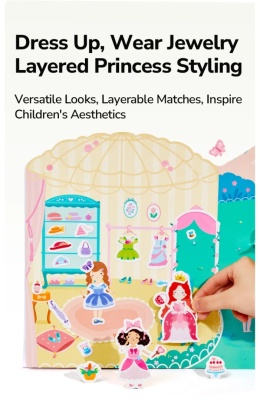 mideer Żelowe naklejki wielorazowe | Princess Dress-Up (61 szt.)