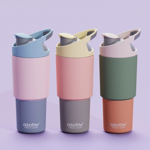 Asobu Butelka termiczna ze słomką Cosmic | pastel peach 1 l