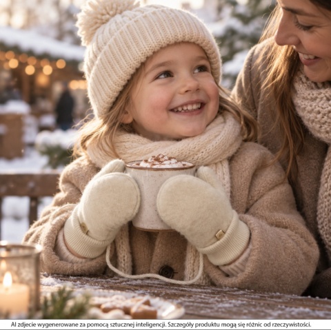 Zaffiro Rękawiczki dziecięce wełniane Sierra 3-5l | beige