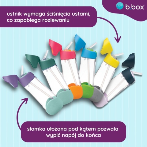 b.box Bidon dla dziecka - butelka na wodę ze słomką tritanowa 600ml Indigo Rose